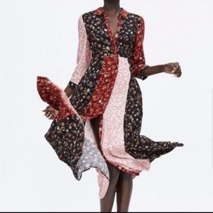 Zara women's floral patchwork maxi dress